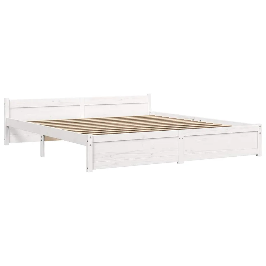 Cadre de lit sans matelas blanc bois massif 180x200 cm - 3