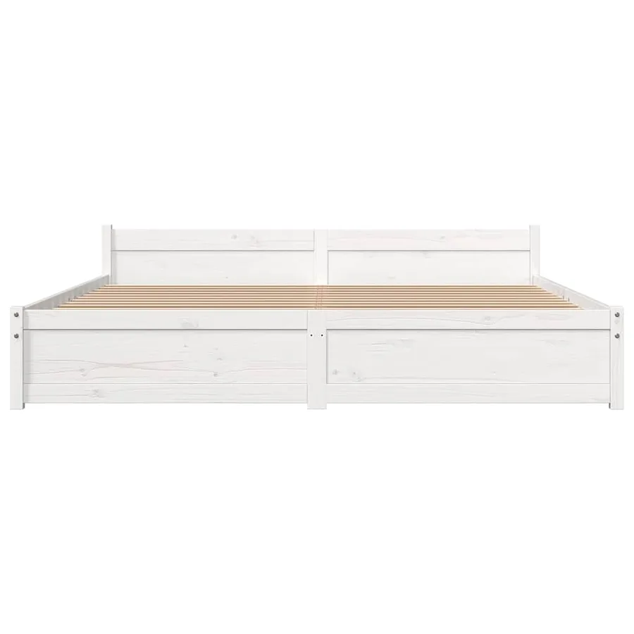 Cadre de lit sans matelas blanc bois massif 180x200 cm - 4