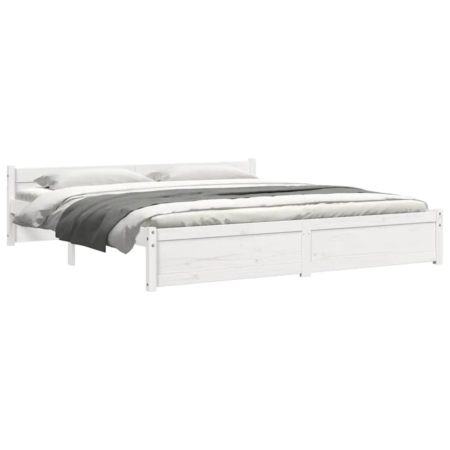 Cadre de lit sans matelas blanc bois massif 180x200 cm - 7