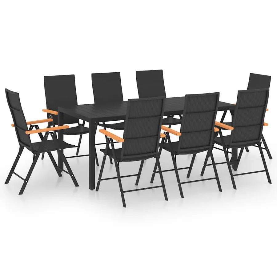 Ensemble à manger de jardin 9 pcs noir et marron - 2