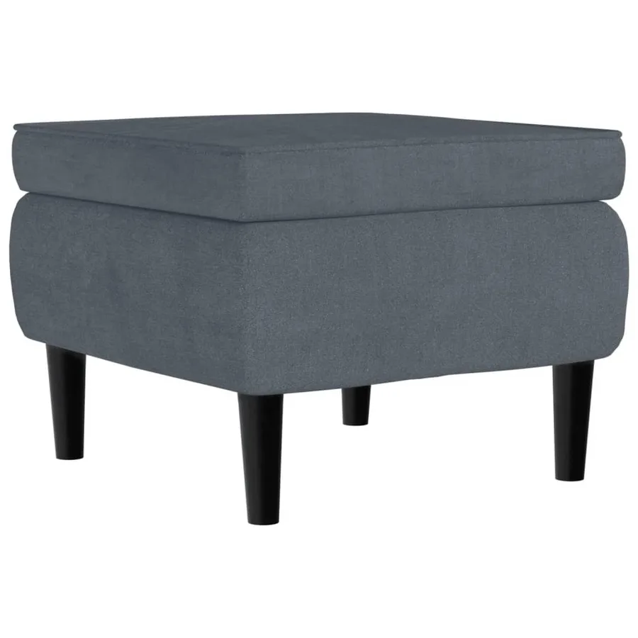 Fauteuil à oreilles avec tabouret gris foncé velours - 8