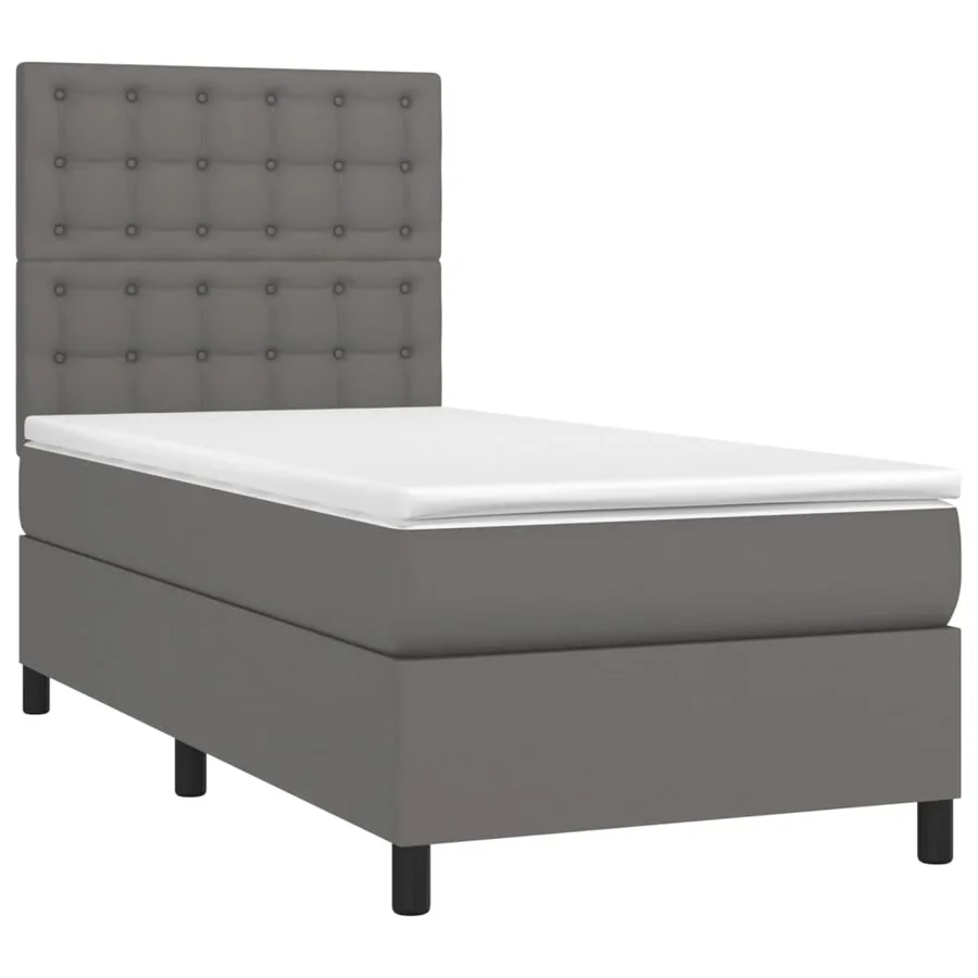 Sommier à lattes de lit avec matelas et LED Gris 90x200 cm - 3