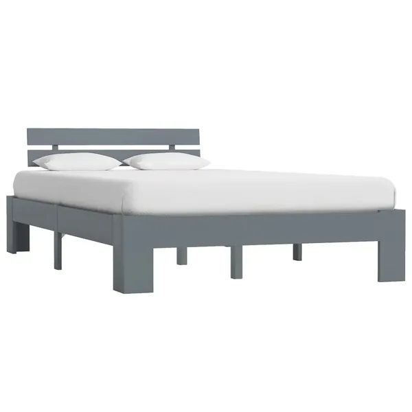 Cadre de lit sans matelas gris bois massif de pin 140x200 cm