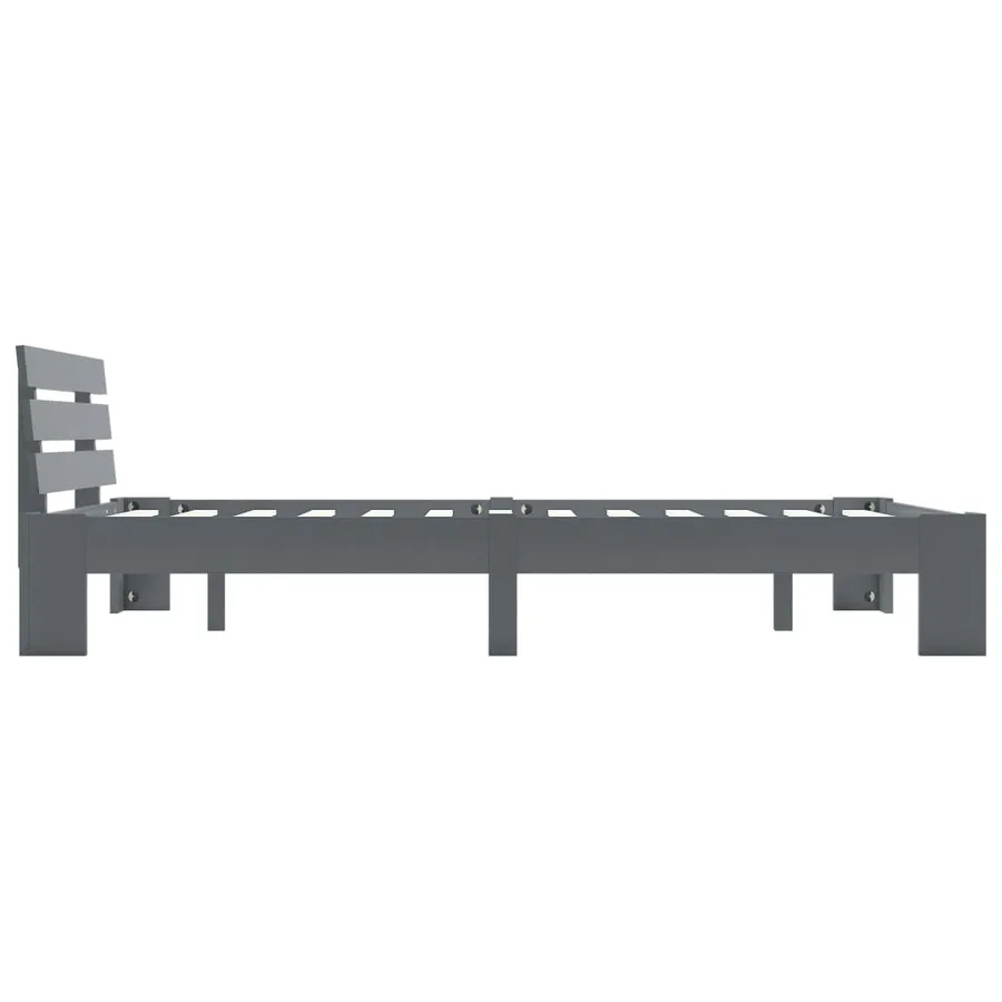 Cadre de lit sans matelas gris bois massif de pin 140x200 cm - 4