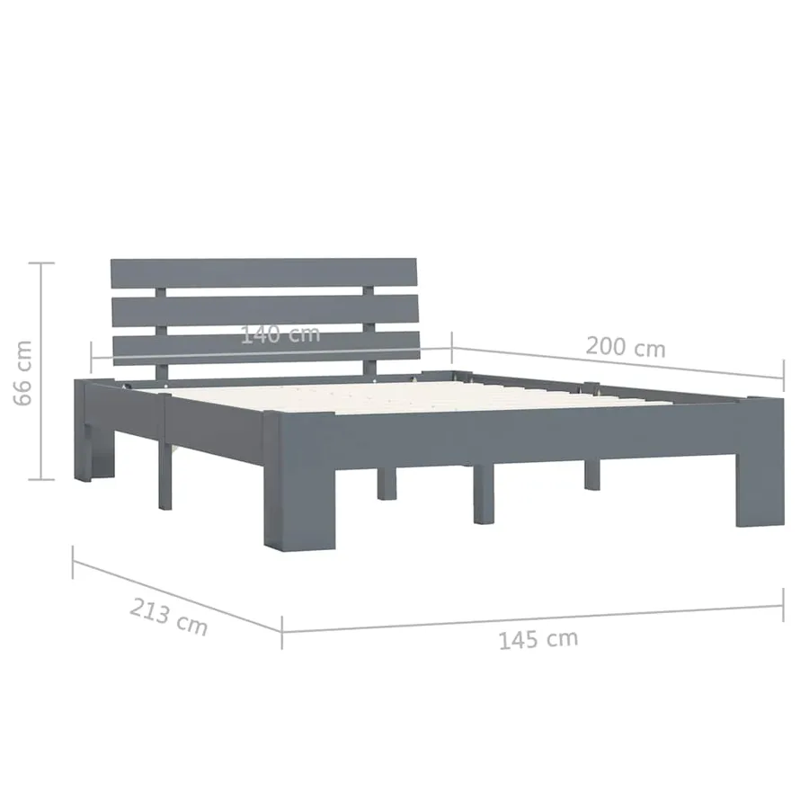 Cadre de lit sans matelas gris bois massif de pin 140x200 cm - 7