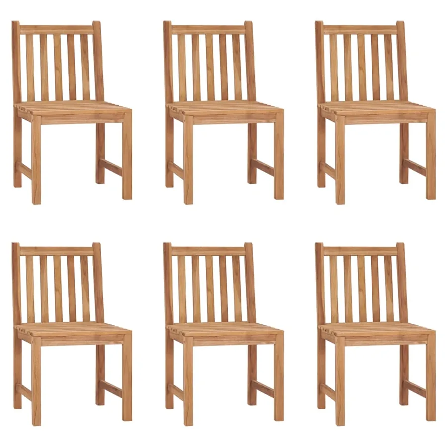 Chaises de jardin lot de 6 Bois de teck solide