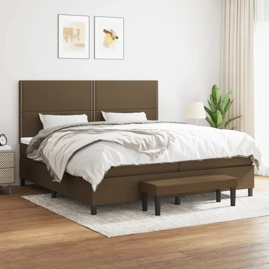 Sommier à lattes de lit avec matelas Marron foncé 200x200 cm