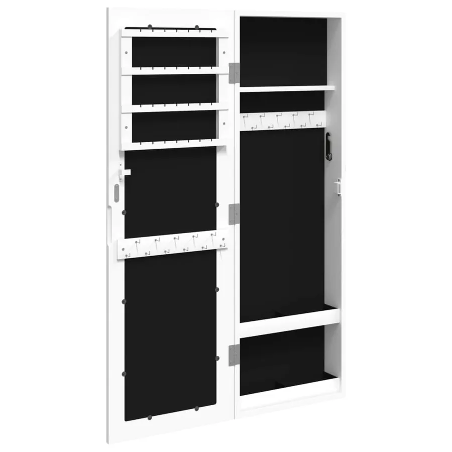 Armoire à bijoux avec miroir murale blanc 30x8,5x90 cm - 5