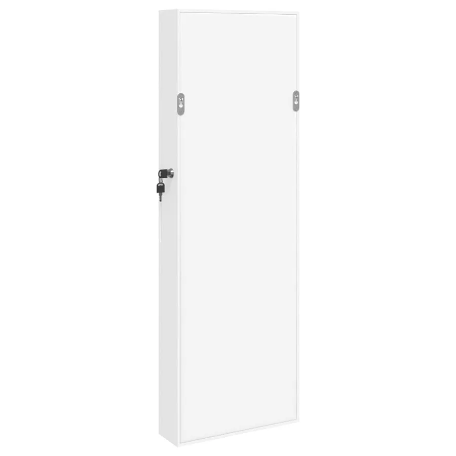 Armoire à bijoux avec miroir murale blanc 30x8,5x90 cm - 7