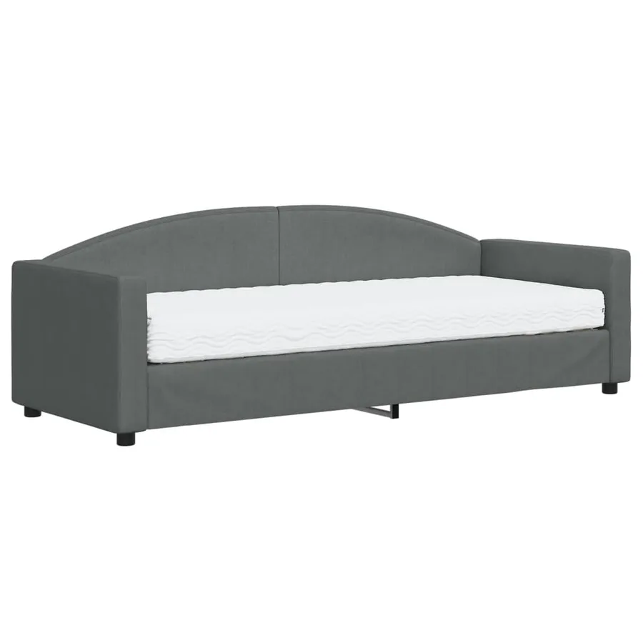 Lit de jour avec matelas gris foncé 80x200 cm tissu - 2