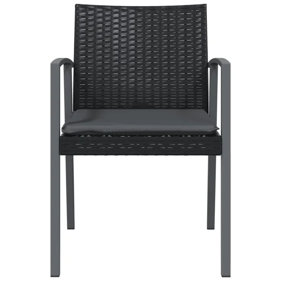 Chaises de jardin et coussins lot de 2 noir 56,5x57x83 cm rotin - 4