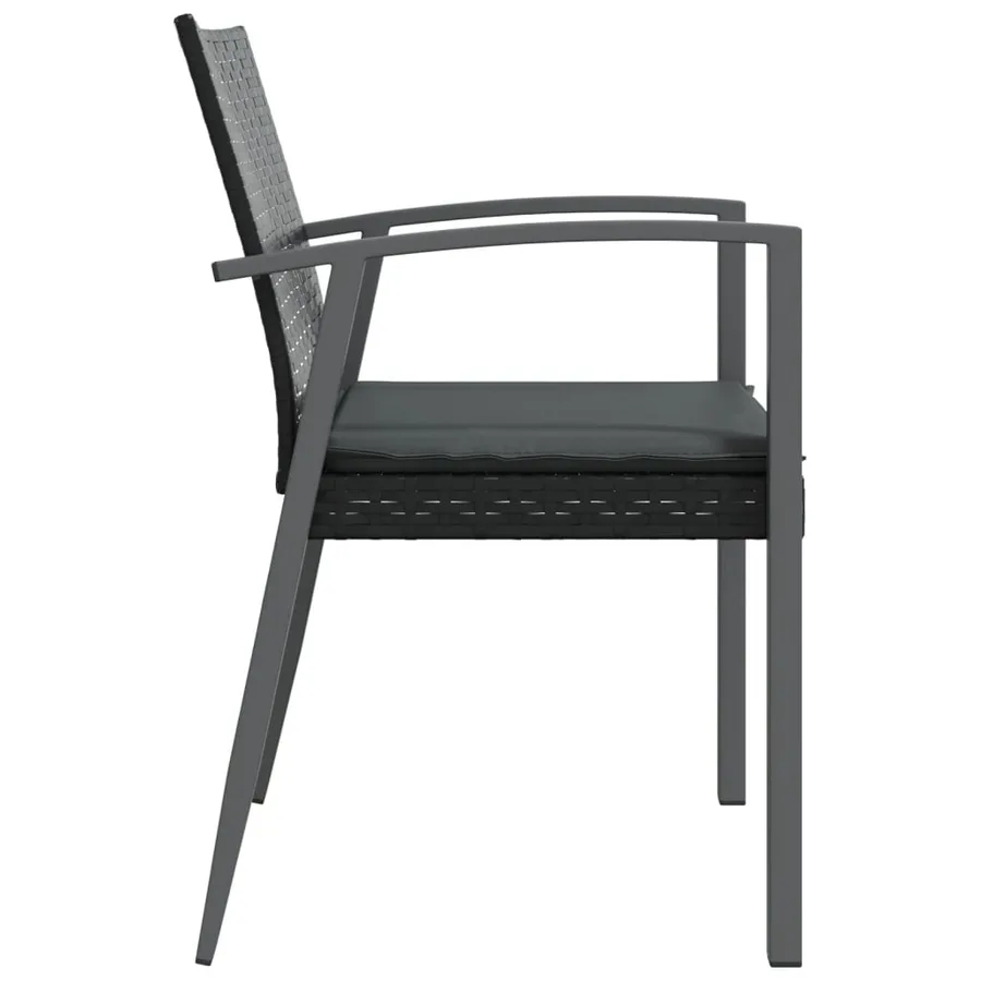 Chaises de jardin et coussins lot de 2 noir 56,5x57x83 cm rotin - 5