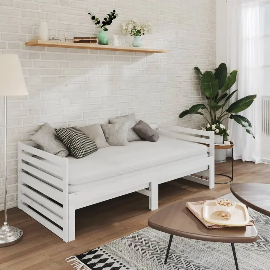 Lit coulissant sans matelas blanc 2x(90x200) cm - 3