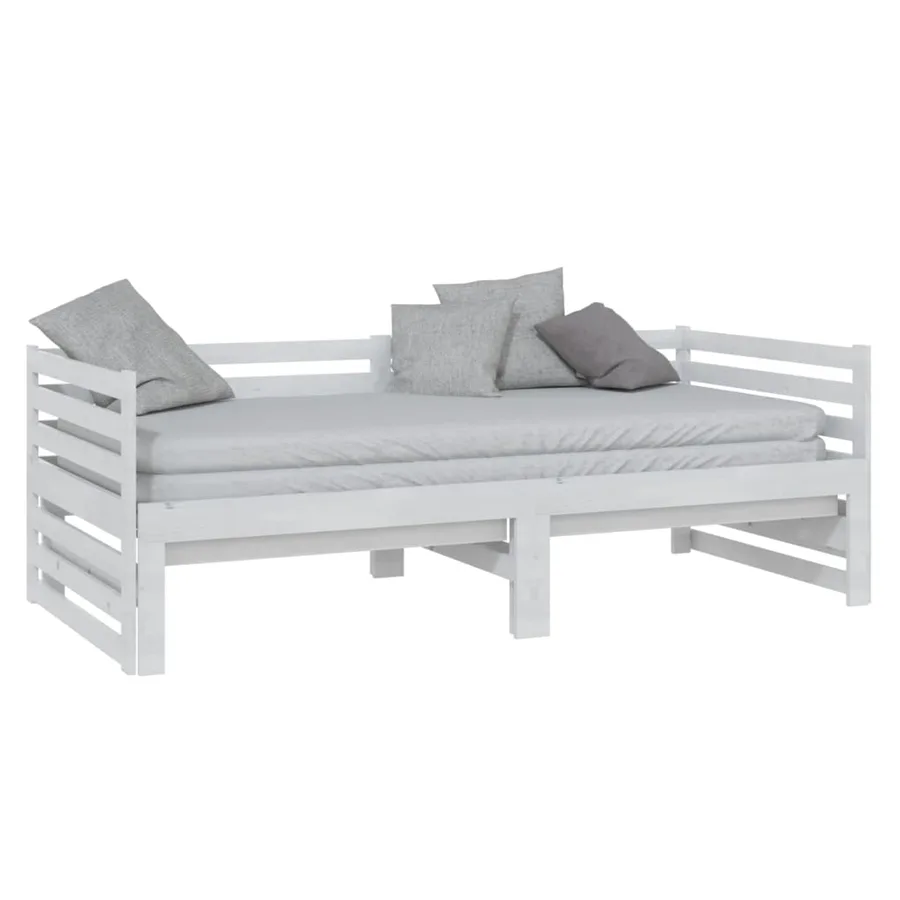 Lit coulissant sans matelas blanc 2x(90x200) cm - 4
