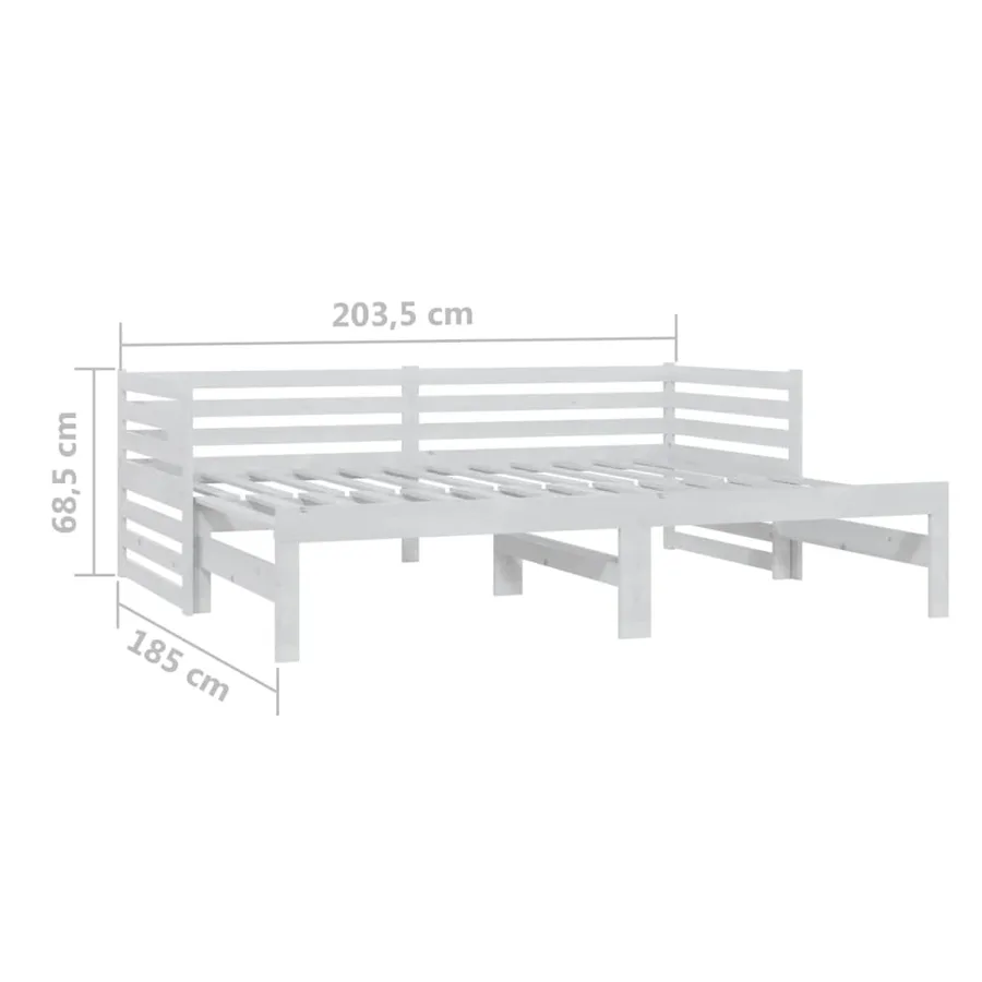 Lit coulissant sans matelas blanc 2x(90x200) cm - 9