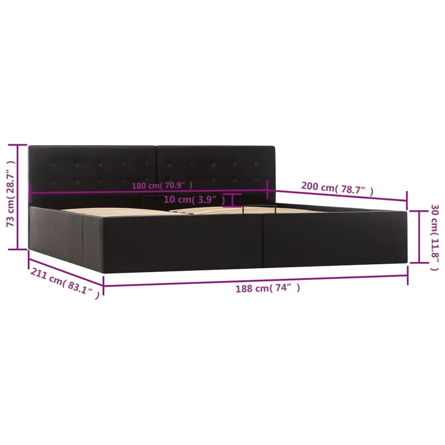 Cadre de lit avec rangement hydraulique Similicuir 180x200 cm - 10