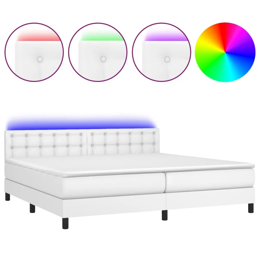 Sommier à lattes de lit avec matelas et LED Blanc 200x200 cm - 2