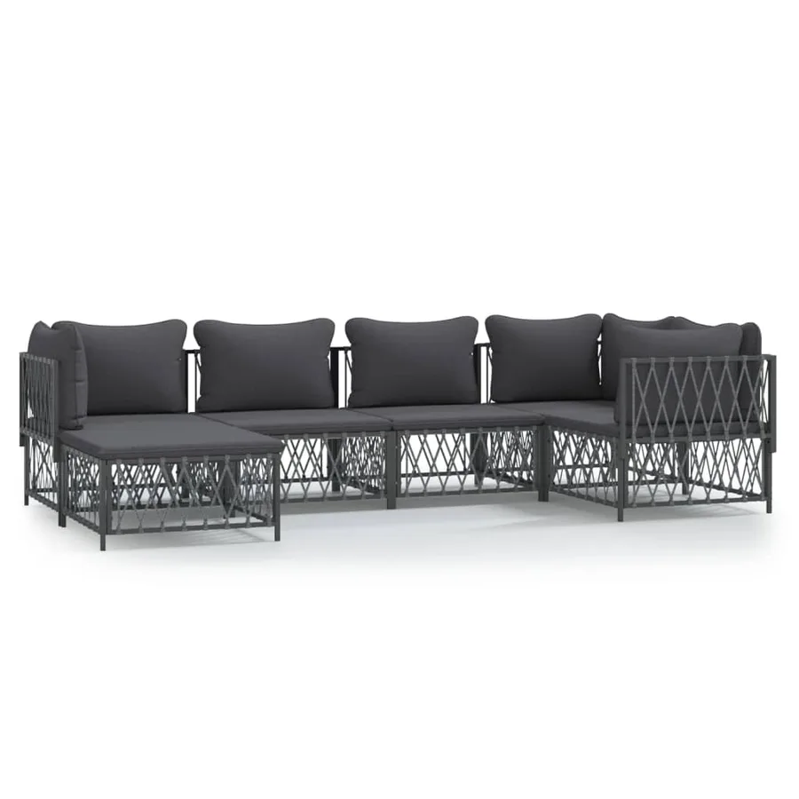 Salon de jardin avec coussins 6 pcs anthracite acier - 2