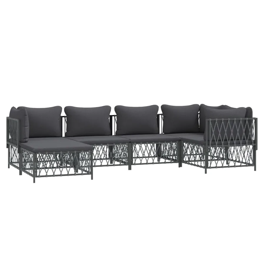 Salon de jardin avec coussins 6 pcs anthracite acier - 3