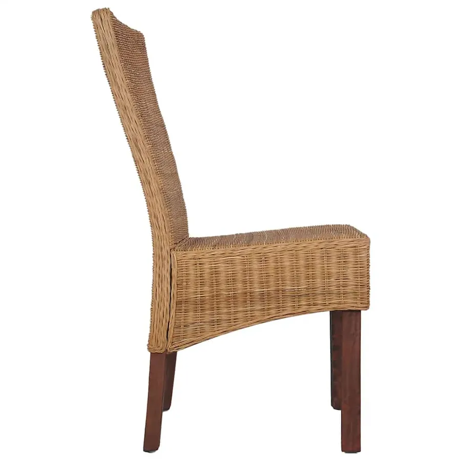 Chaises à manger lot de 2 marron rotin naturel - 5