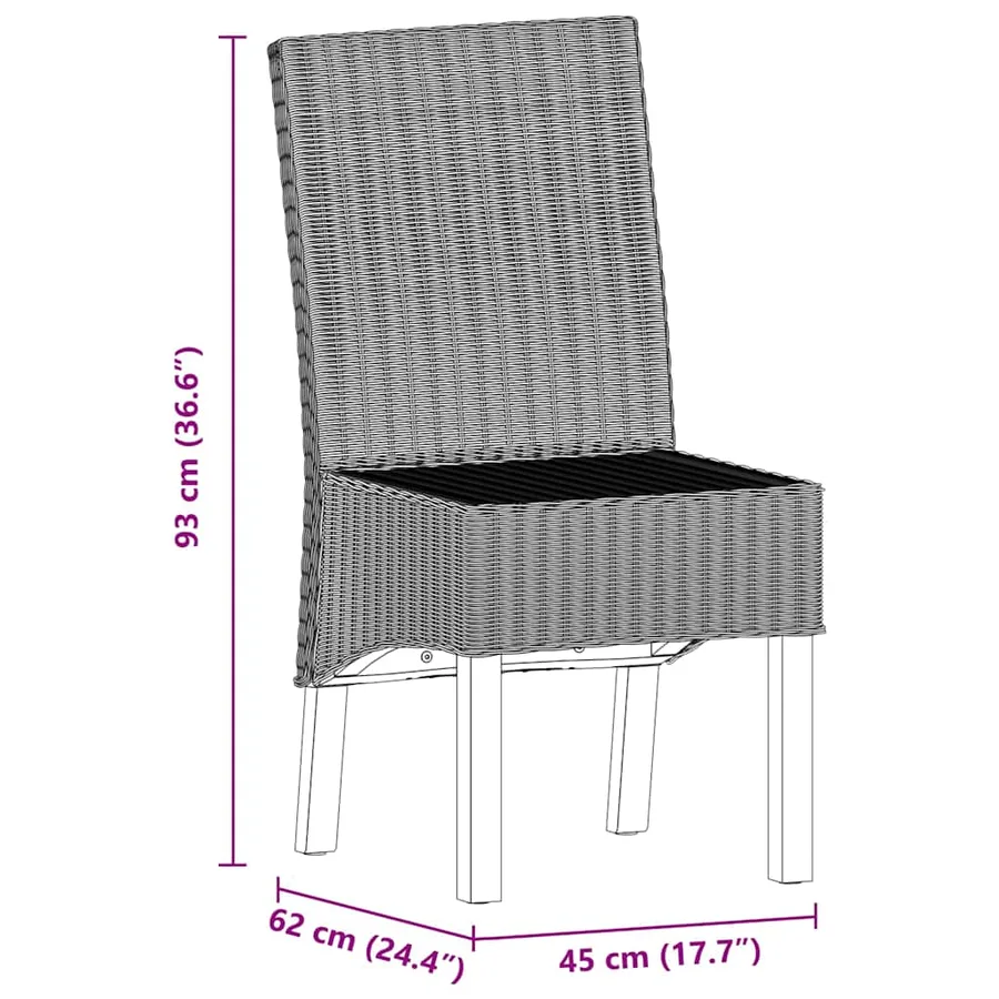 Chaises à manger lot de 2 marron rotin naturel - 9