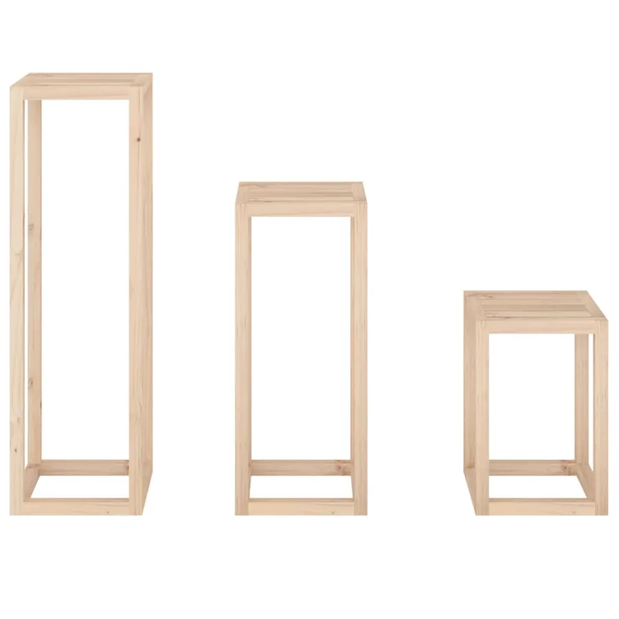 Ensemble de supports pour plantes 3 pcs Bois de pin massif - 6
