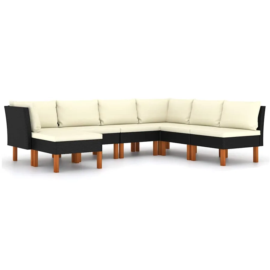 Salon de jardin 7 pcs avec coussins Résine tressée Noir - 2