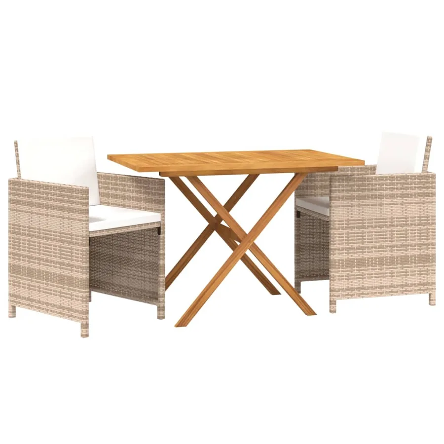 Ensemble à manger de jardin 3 pcs avec coussins Beige - 3