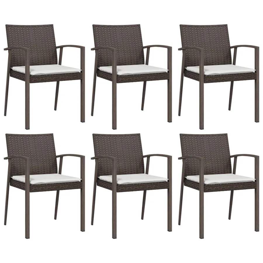 Ensemble à manger de jardin 7 pcs coussins résine tressée acier - 4