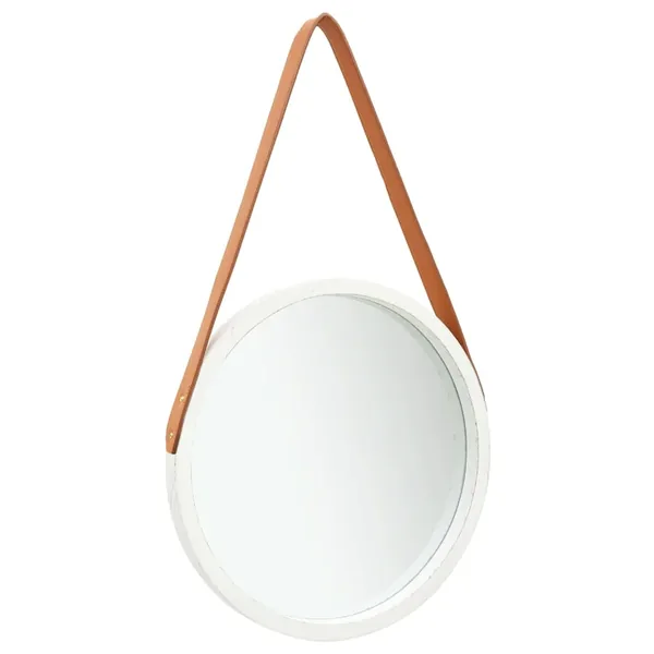 Miroir mural avec sangle 40 cm Blanc