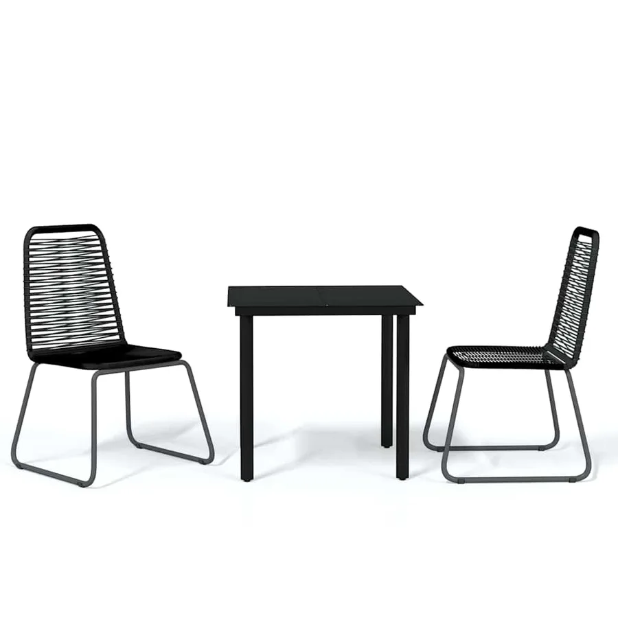 Ensemble à manger de jardin 3 pcs Noir - 2