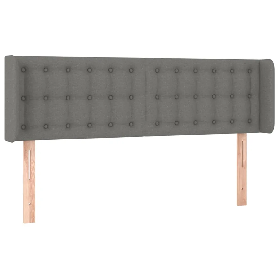 Tête de lit avec oreilles Gris foncé 147x16x78/88 cm Tissu - 2