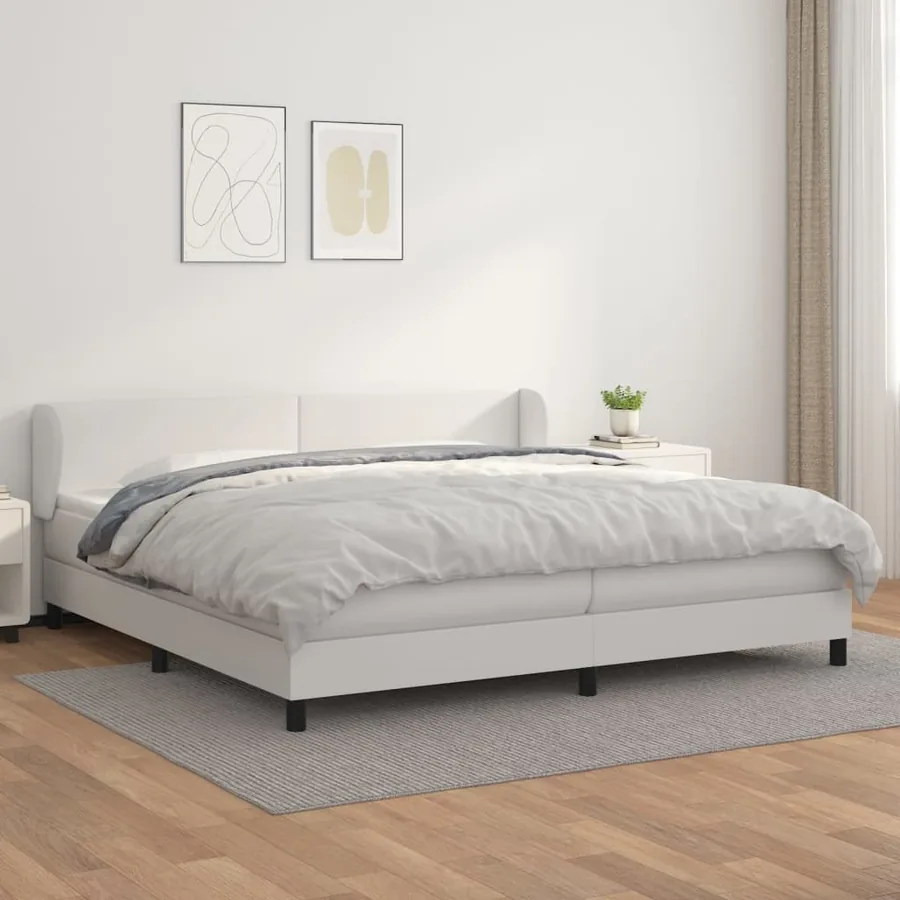 Sommier à lattes de lit avec matelas Blanc 200x200cm Similicuir