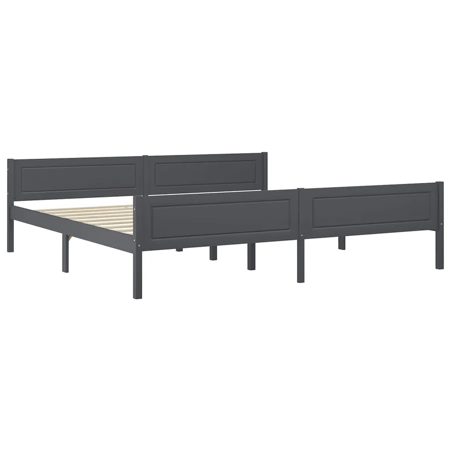 Cadre de lit sans matelas bois massif de pin gris 200x200 cm - 2