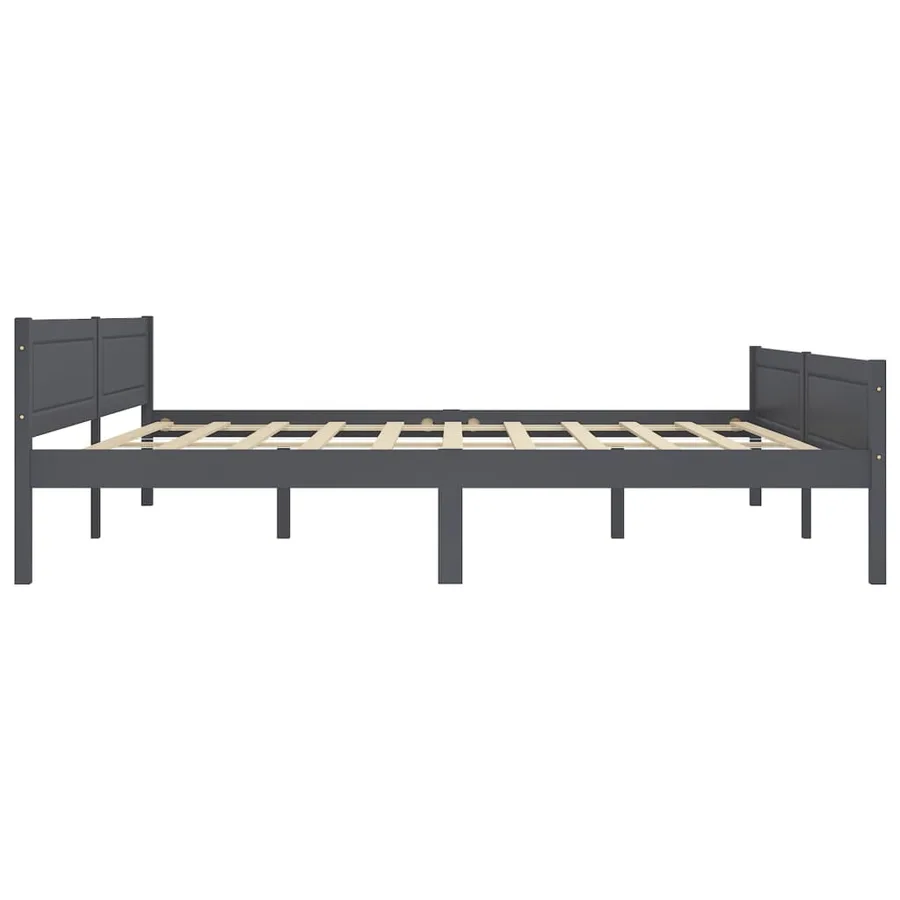 Cadre de lit sans matelas bois massif de pin gris 200x200 cm - 3