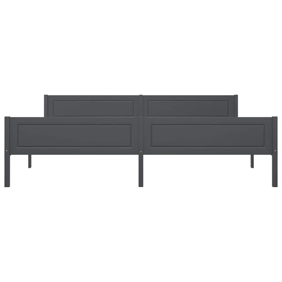 Cadre de lit sans matelas bois massif de pin gris 200x200 cm - 4