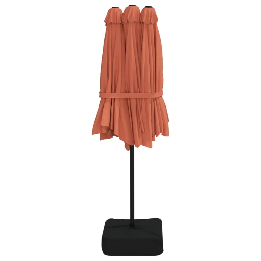 Parasol de jardin à double tête avec LED terre cuite 449x265 cm - 7