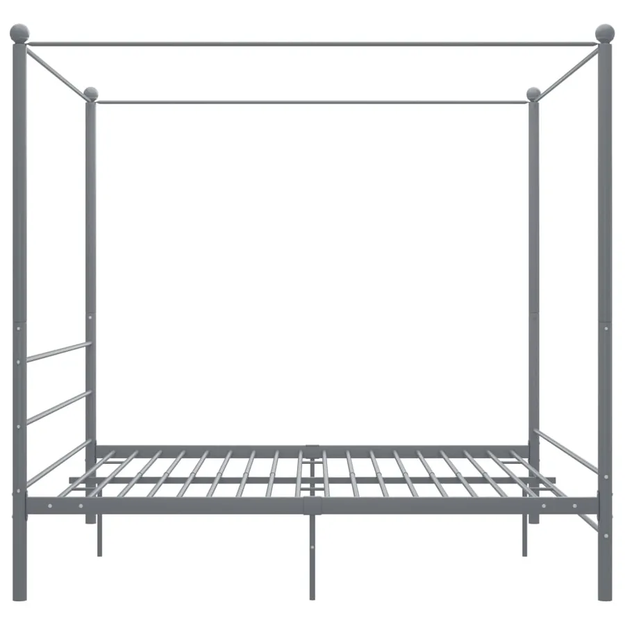 Cadre de lit à baldaquin sans matelas gris métal 200x200 cm - 3