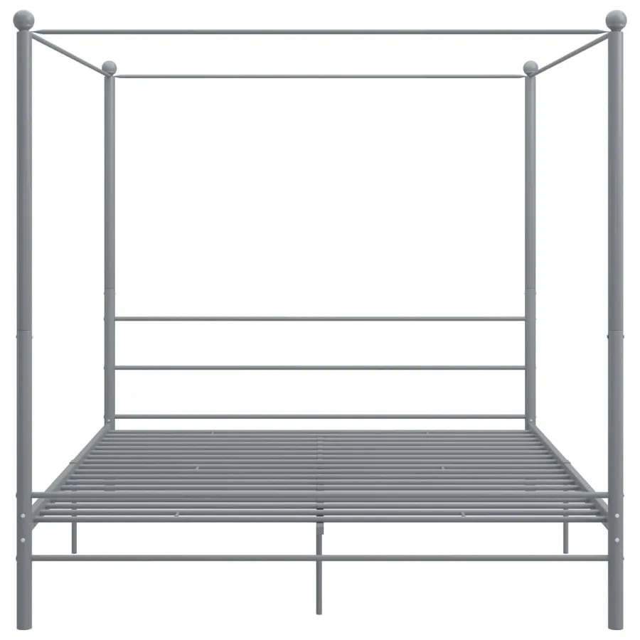 Cadre de lit à baldaquin sans matelas gris métal 200x200 cm - 4