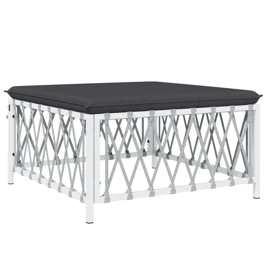 Salon de jardin avec coussins 5 pcs blanc acier - 6