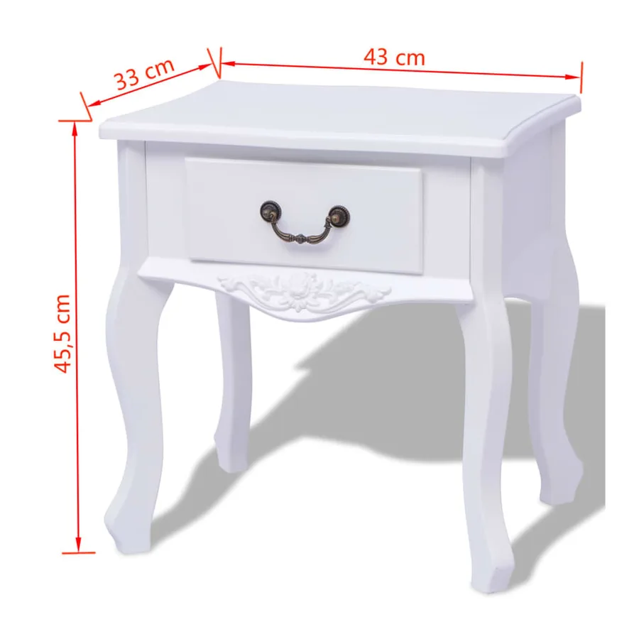 Table de chevet MDF Blanc - 4
