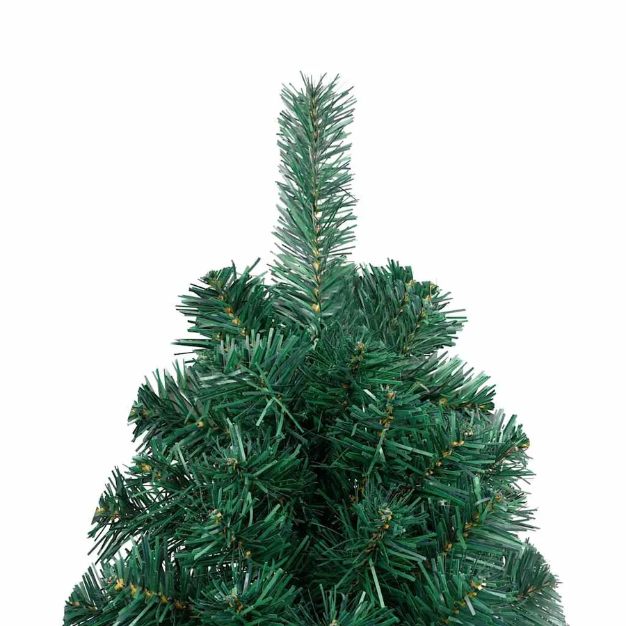Demi-arbre de Noël artificiel pré-éclairé et boules vert 180 cm - 4
