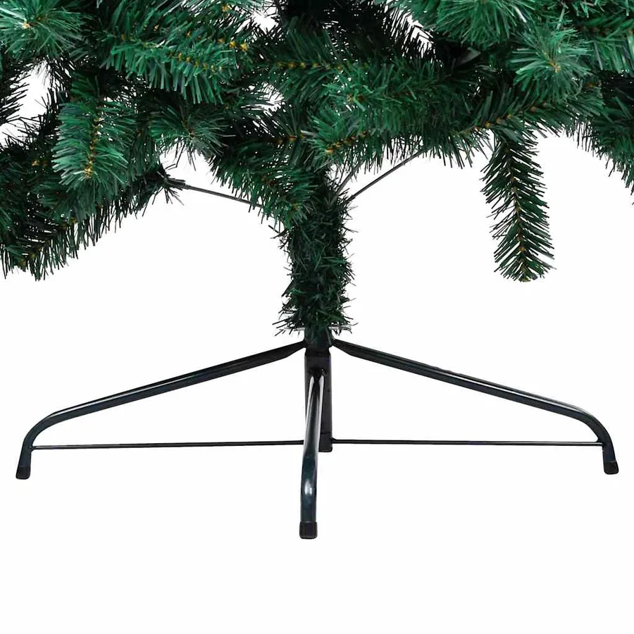 Demi-arbre de Noël artificiel pré-éclairé et boules vert 180 cm - 5
