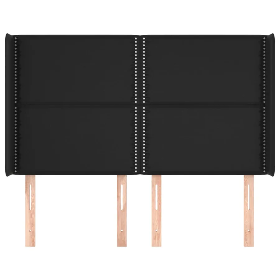 Tête de lit avec oreilles Noir 147x16x118/128 cm Similicuir - 3