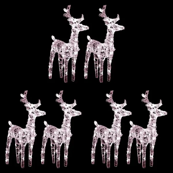 Rennes de Noël 6 pcs 240 LED Blanc chaud Acrylique