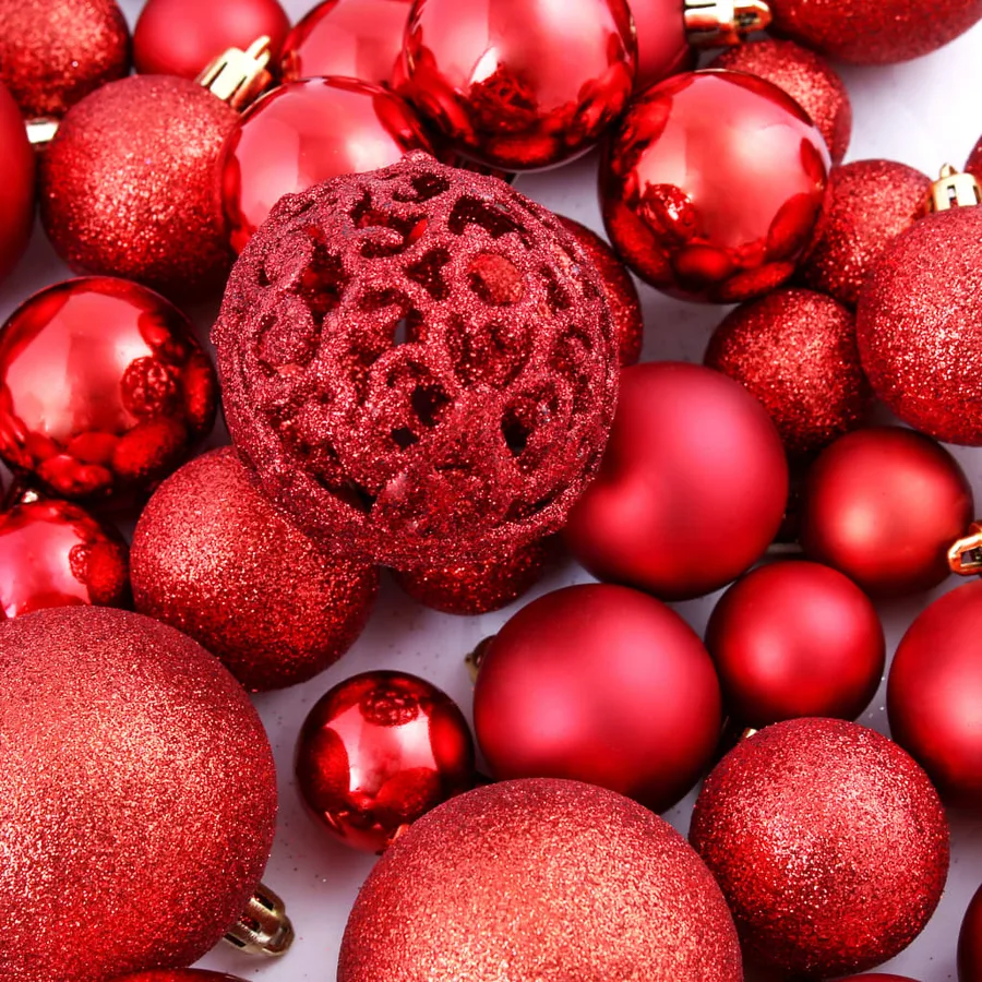 Ensemble de boules de Noël 100 pcs 3/4/6 cm Rouge - 11