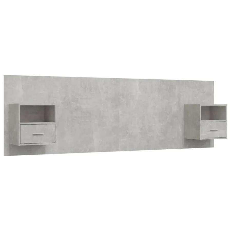 Tête de lit avec armoires Gris béton Bois d'ingénierie - 2