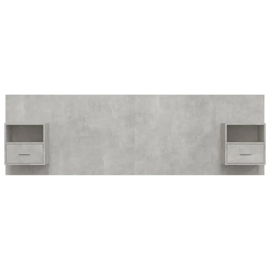 Tête de lit avec armoires Gris béton Bois d'ingénierie - 4