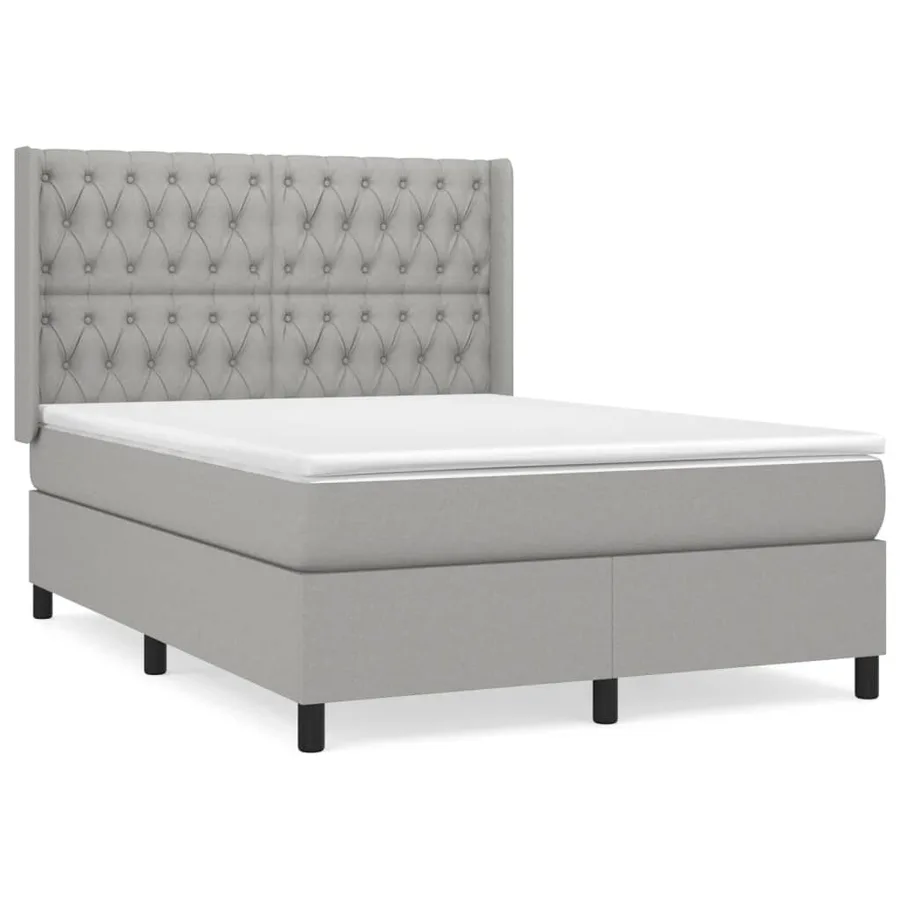Sommier à lattes de lit avec matelas Gris clair 140x190cm Tissu - 2