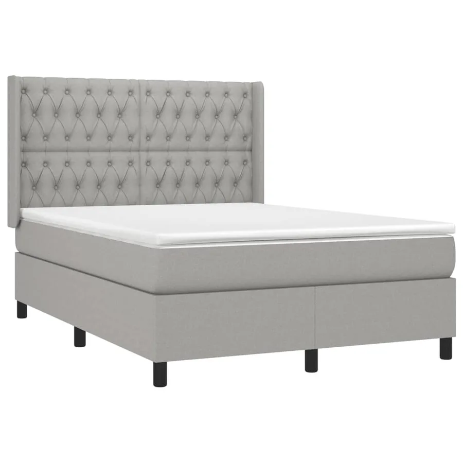 Sommier à lattes de lit avec matelas Gris clair 140x190cm Tissu - 3